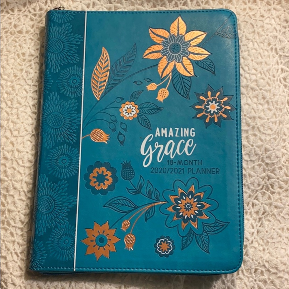 Amazing Grace Leather Covered Planner with zipper